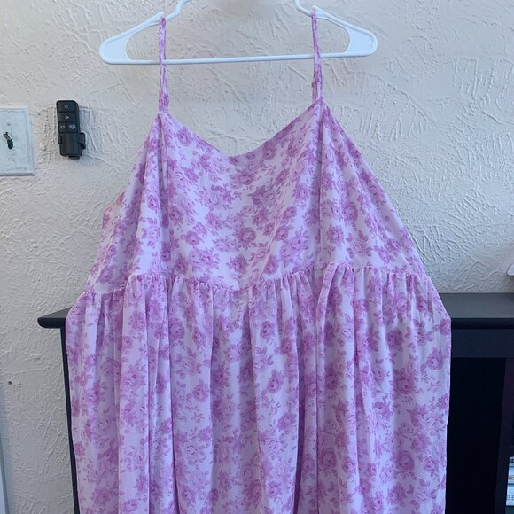 Lavender Floral Tiered Woven Dress – 1X (NWT) - Picture 1 of 3